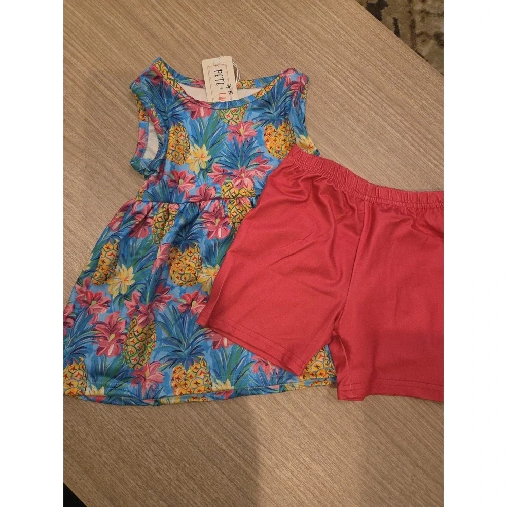 Pete & Lucy Preppy Pineapples 2 Piece Set Size 2T
